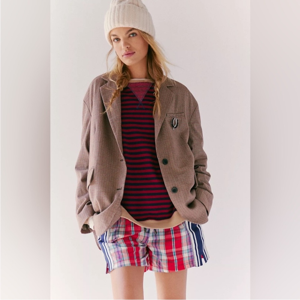 Free People Tan Houndstooth Blazer Size-Large NWT
